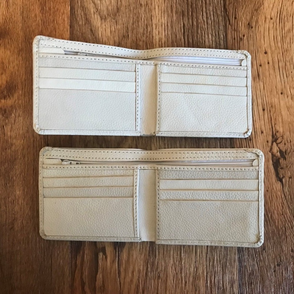 Lot 2 Men's White Wallet Supreme Genuine Leather - Picture 4 of 6